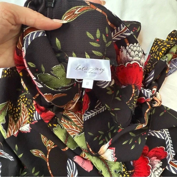 Katie May Hibiscus Black Red Floral Flower Maxi Skirt & Corset Crop Tank Top Set